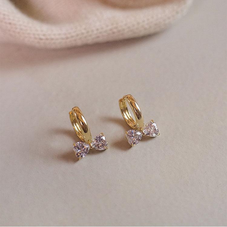 Elegant Literary Design Gold-Plated S925 Sterling Silver Bow Earrings for Women