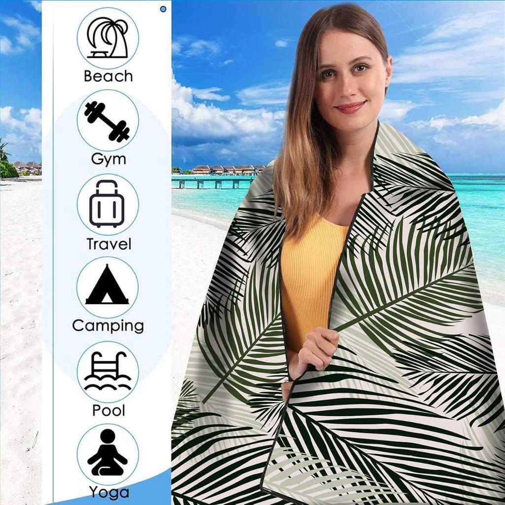 Serviette de plage en microfibre pour adulte, serviette légère extra large à séchage rapide pour la natation, les sports, la plage, la salle de sport