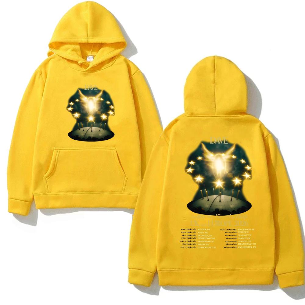 Star-tour Men Hoodie Front Dave 2026 Tour Text Chest Print, Glowing Stage Back Graphic, Thick Fleece Pullover Sweatshirt for Sport Weekend Daily Wear