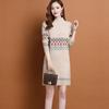 Slim Sweater Dress for Women In Winter Thickened and Warm Half Turtleneck Pullover Solid Color Casual Mid-length Knitted Sweater