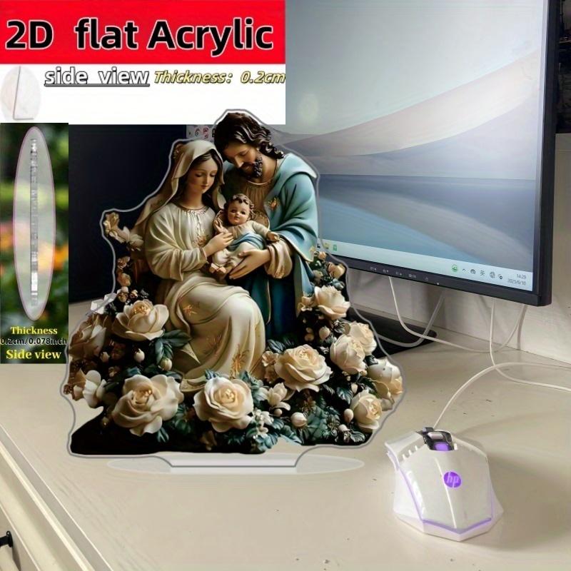 2D Flat Jesus Creative Acrylic Desk Decor, Floral Design, Suitable for wall decoration, porch, room, villa, accents Home, Hallway, or Workplace - Rust