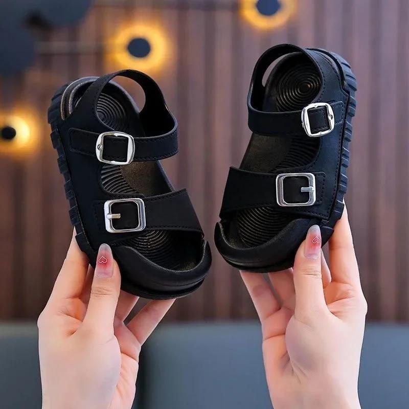 New Kids Sandals Soft Sole Cute Unisex Toddler Youth Fashionable Preppy School Style Summer Casual Shoes 21-22(insole14.5cm)
