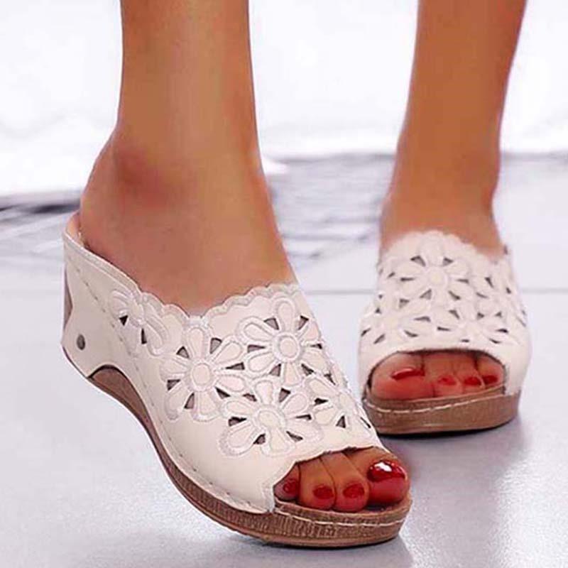 Fashion Women Shoes Sandals Summer Outdoor Walking Shoes Slip On Sandals Ladies Wedge Women's Shoes Retro Woman Slippers Footwear Female