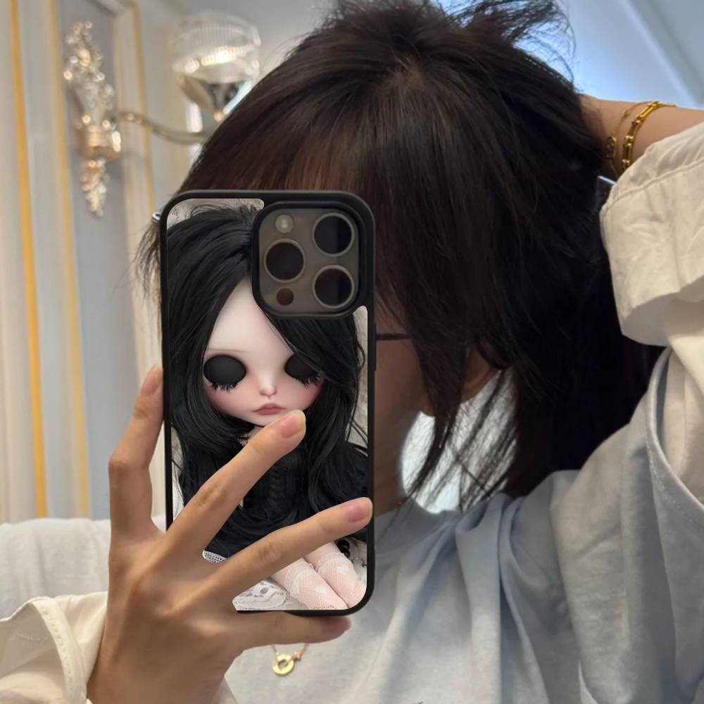 Dark Cute Girl Doll  Hard Plastic Phone Case For Iphone 17 Air 16 15 14 13 12 11Pro Max PC TPU Cover