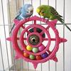 Rudder Shaped Interactive Spinning Wheel Colorful Beads Bird Cage Toy  Bird Cage Use