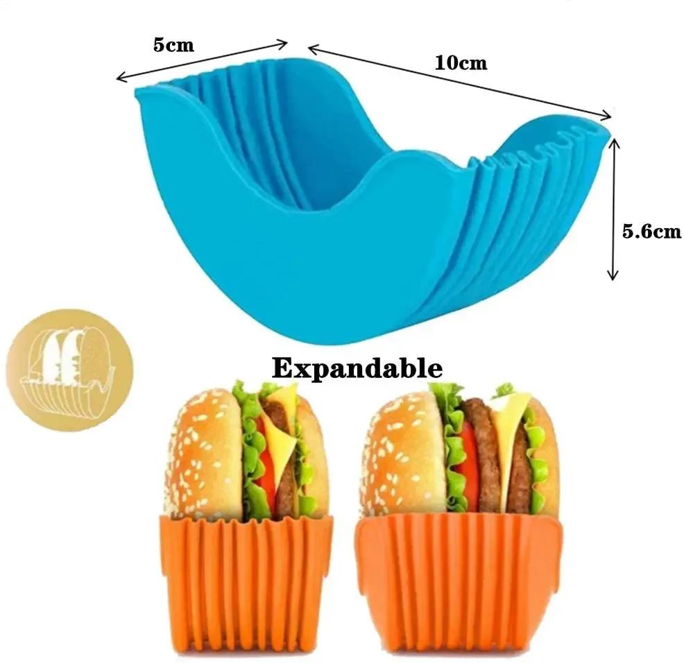 Reusable Burger Holder Silicone Shelf Hamburger Tools Fixed Rack Holder Storage Kitchen Organizer Box Kitchen Accessories