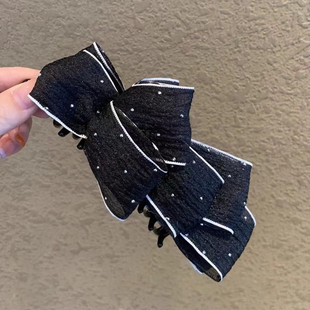 Mesh Tulle Bow Banana Clip Sweet Cute Bow Ponytail Clip Bowknot Hair Clip  Women Hair Accessories