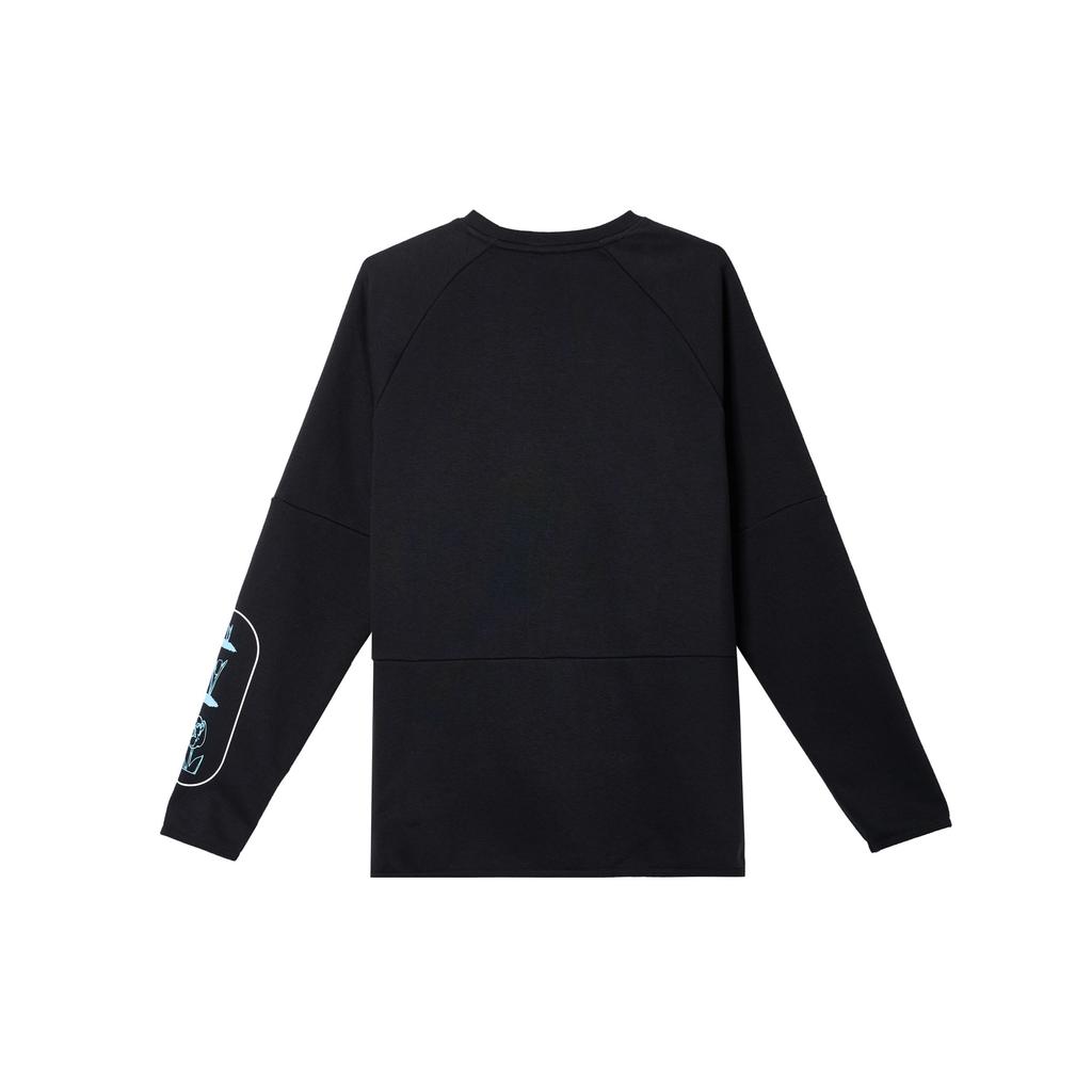 Nike Pulover cu mânecă lungă, cu decolteu, ocazional, cu litere, hanorac american pentru bărbați, negru FN3290-010