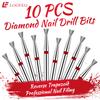 10PCS Diamond Nail Drill Bit Set Reverse Trapezoid 2.4/2.6/3/3.5/4/4.5mm Nail Milling Cutters Nail File Bit Sets for Nail Prep Nail Groove Cleaning