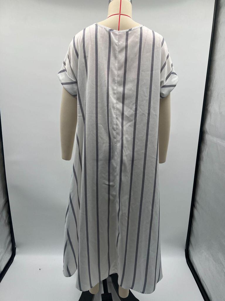 Temperament Bow Pocket Short Sleeve Loose Maxi Dress
