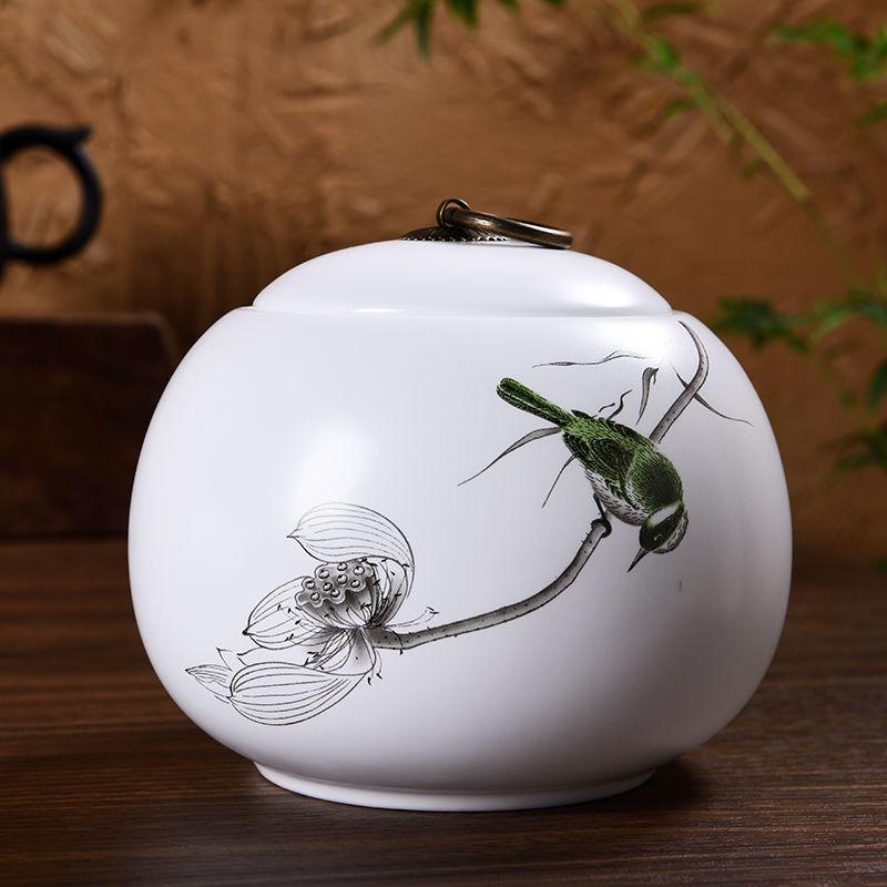 Classical Style Hand-painted Ceramic Tea Cans Non-woven Sealed Tea Storage Tank Household Large Fresh-keeping Moisture-proof Can