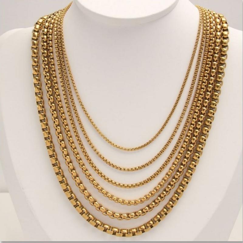 316L Stainless Steel Round Box Link Chain Necklace For Men Barrel Chain Toscano Punk Style Jewelry Accessories