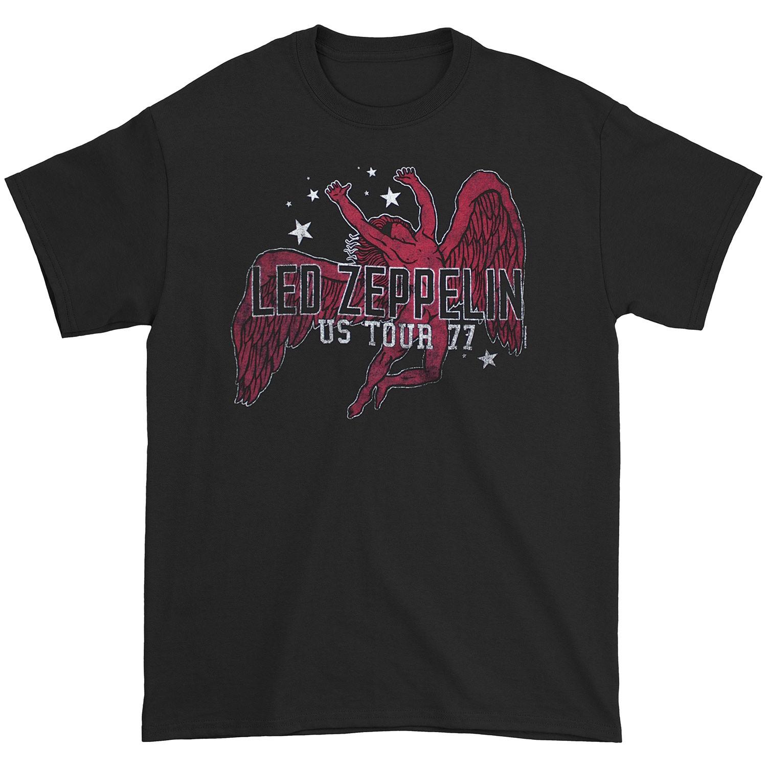 Men s Led Zeppelin Red Icarus Stars US  77 Slim Fit T-shirt Small Black M