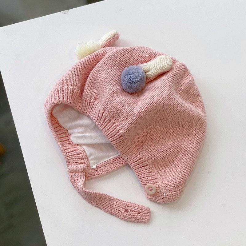 Cute Pompom Baby Knitted Hat Autumn Winter Warm Infant Boy Girl Beanie Cap Soft Thick Woolen Newborn Toddler Ear Protection Hat Bonnet