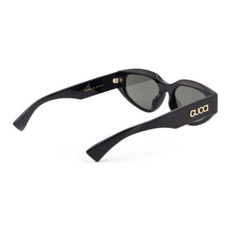 Gucci Logo Design Acetate Cat's Eye Sunglasses Women's Black