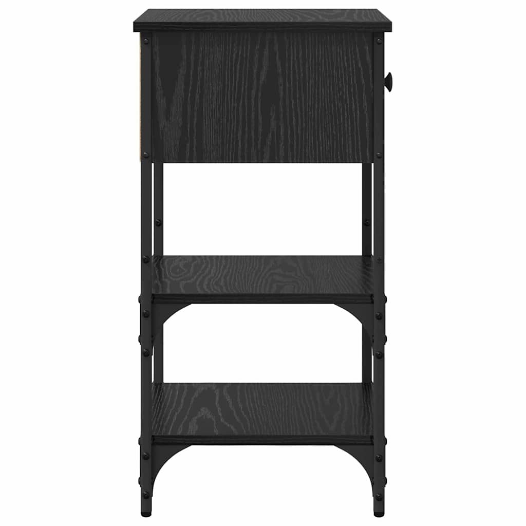 Nightstand Black Oak Effect 33.5 X 36 X 70 Cm Engineered Wood