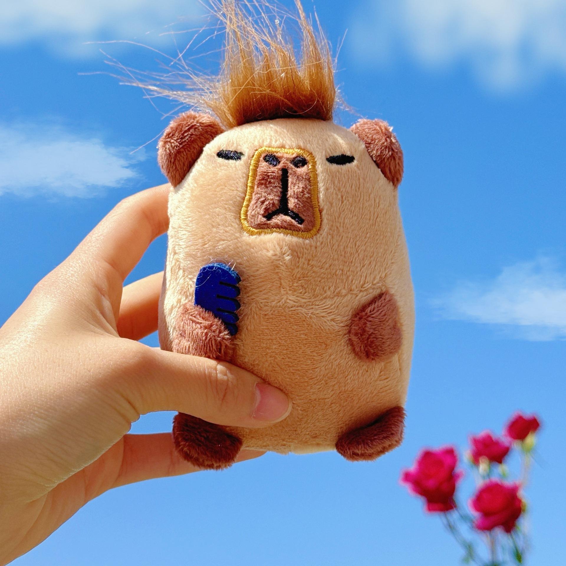 

Милая плюшевая кукла с жареными волосами, кукла-капибара, сумка-подвеска, игрушка-морская свинка height 12 cm коричневый