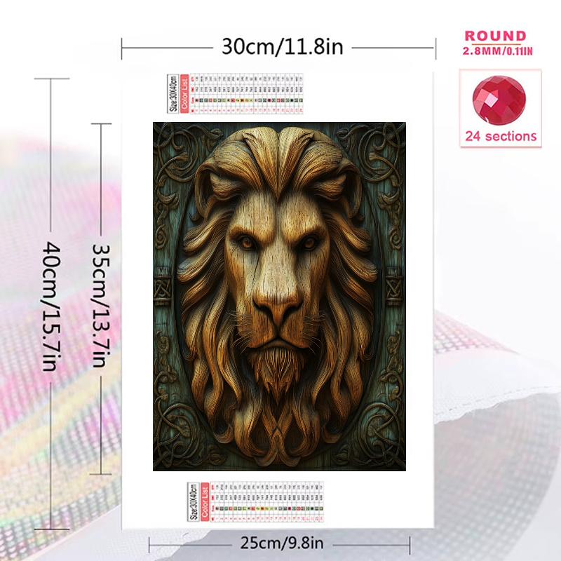 Lion Pattern 3pcs 100% Round Full Drill 5D DIY Diamond Painting Embroidery Cross Stitch Rhinestone Décor