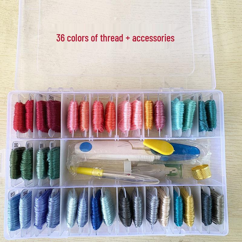 

Набор для вышивания крестом 36/50/100 цветов с предварительно намотанными бобинами и мулине в коробке