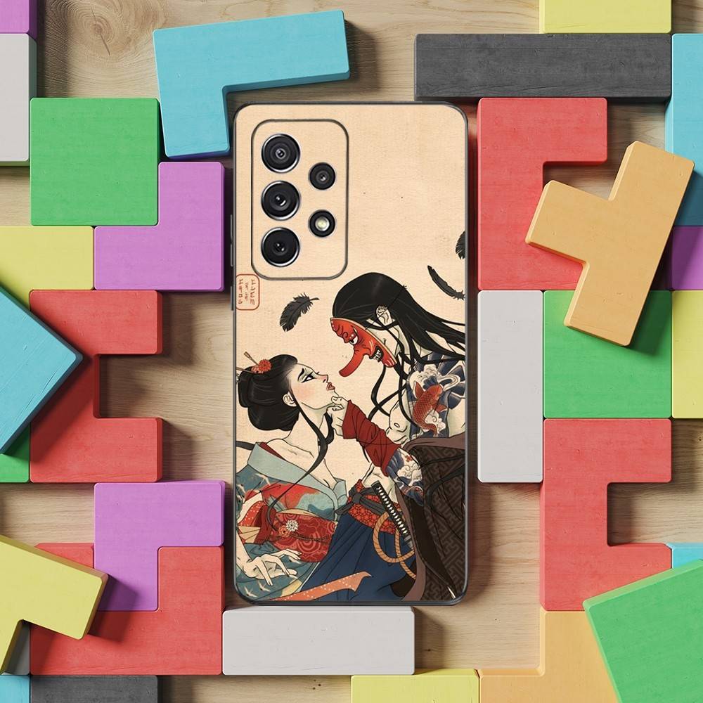 Geisha Woman Japanese Case For Samsung S10,Plus,S9,Ultra,S24,S21,S20,S23,FE,S22,S25,Lite,Soft Silicone Black
