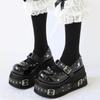 Kawaii Lolita Shoes Platform Platforms for Women Fashion Rivet Mary Jane Round Toe School Shoes Girl Cute Shoes Black