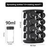 Rotating Spice Rack With Clear Glass Jars And Adjustable Lids 360 Degree Rotation For Home Kitchen Outdoor Camping Cooking