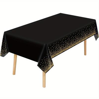 1PC Tovaglie Bianche Usa E Getta 137x274 Cm Tovaglie Rettangolari Impermeabili Con Punti Dorati Per Decorazioni Per Feste Di Compleanno, Matrimoni