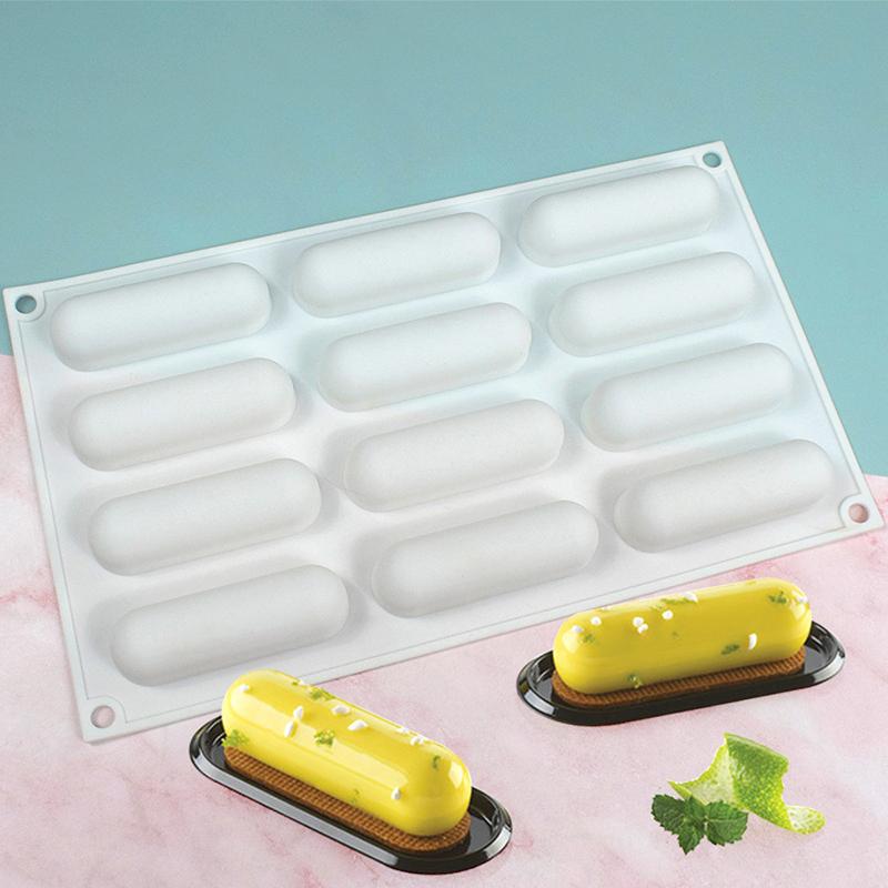 Oval Long Strip Mousse Cake Mold Silicone Pastry Mold For Sweets Cake Forms Tray Diy Homemade French Sweets Baking Mould