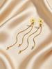 Classic Gold Plated Flower Earrings for Women Long Tassel Chain Stainless Steel Drop Earrings Fashion Popular Jewelry Gifts