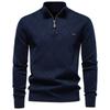 Men S Stand Collar Half Zip Solid Color Casual Pullover Sweater