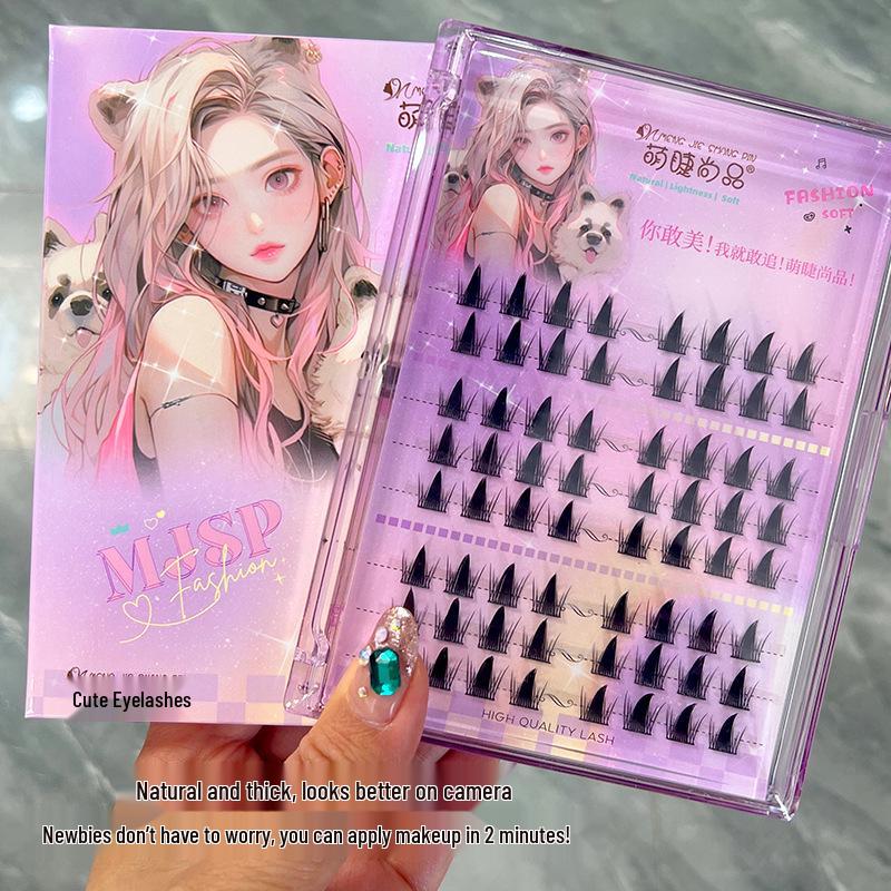 Naughty Elf Dense False Eyelashes - Single Cluster, Cartoon Segmented, European-American Style, Photogenic