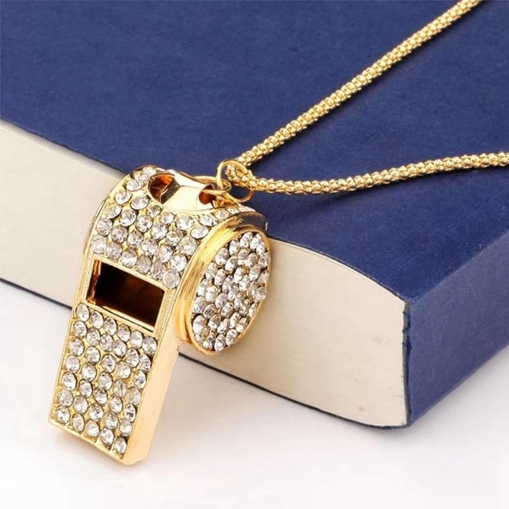 Shining Whistle Necklace with Lanyard Gold Bling Whistle For Referees, Coaches, Teachers