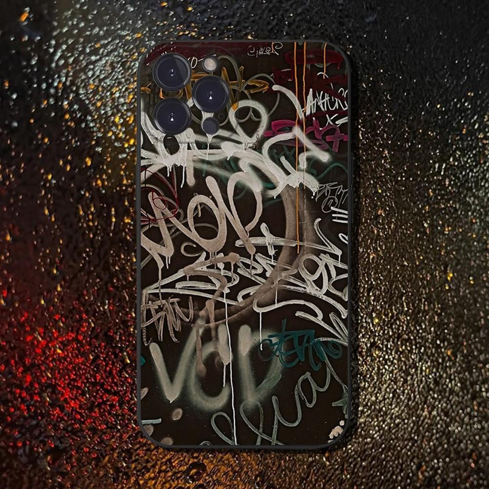 

Graffiti Phone Case For iPhone 16,15,14,13,12,11 Plus,Pro Max,XS,X,XR,SE,Mini,8,7,Soft Silicone Black Cover iPhone13PRO