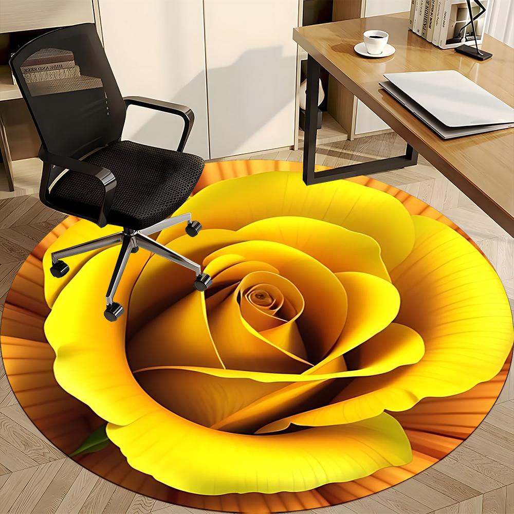 1 Stück Gelbe Rose Stuhlteppich für das Büro, Rutschfest, Weich und Langlebig, Perfekt für das Büro yy260131025
