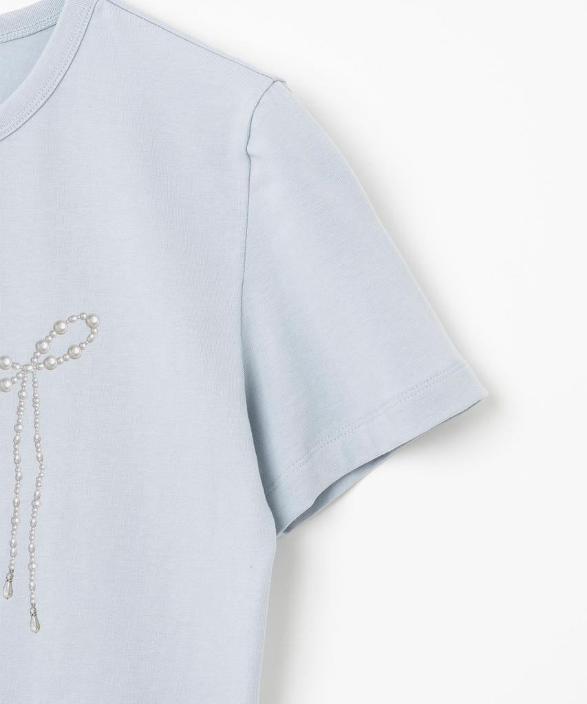 MILLO WOMEN Pearl Ribbon T-Shirt [Powder Blue]
