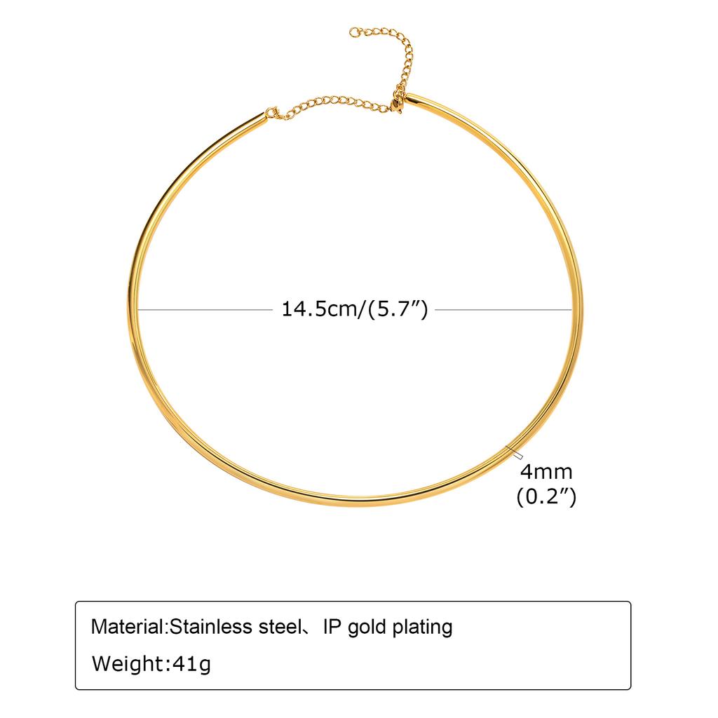 Gold Color Stainless Steel Choker Necklace for Women, Adjustable Chain Collarbone Necklace, Personalized Popular Jewelry Gift