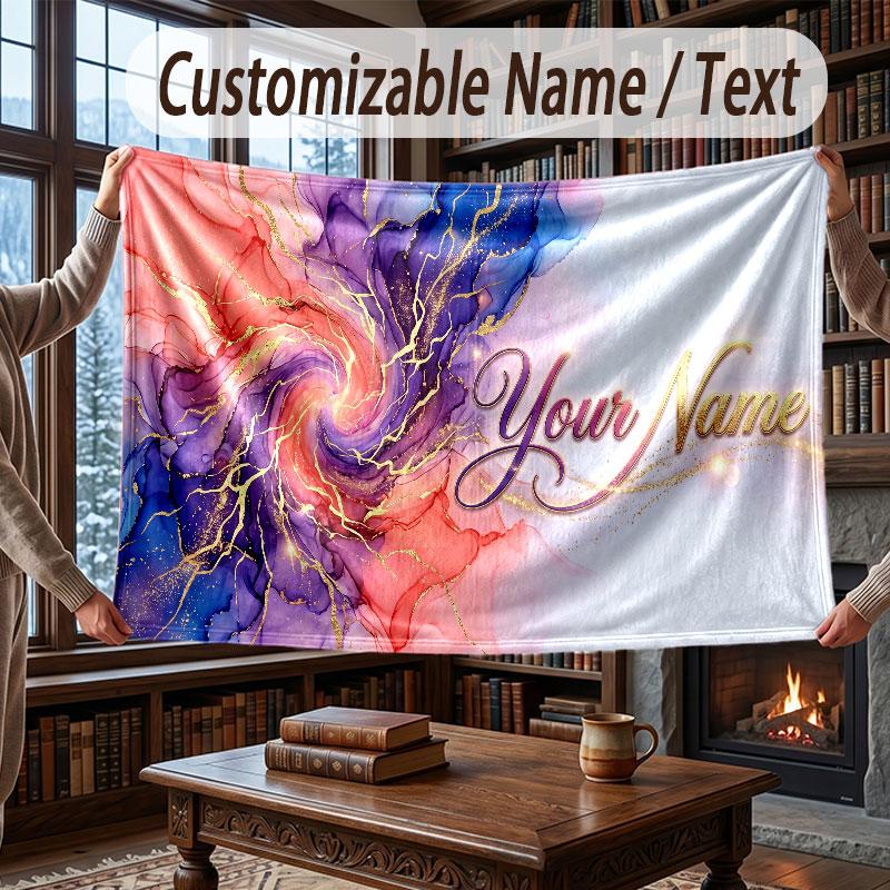 Neon Colorful Theme Throw Blanket Custom Name Text Personalized Blanket Soft Cozy Blanket for Home Sofa Bed