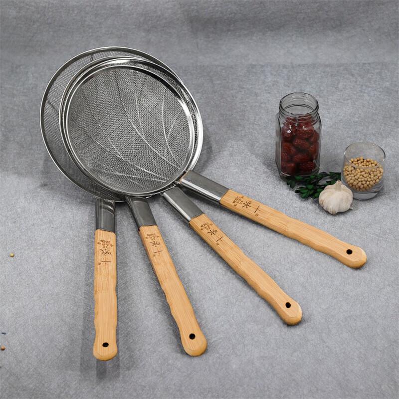Shi Yong Kommerzieller Edelstahl-Schaumlöffel & Sieb mit Bambusgriff
