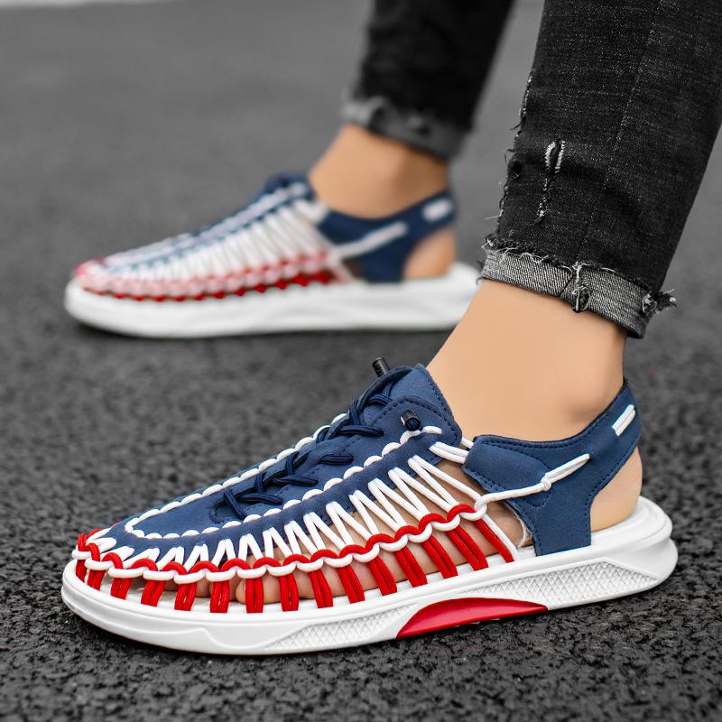Fashion Summer Men Sandals Women Slippers Weaving Design Beach Sandals Breathable Casual Flat Sandals Outdoor Couples Sandals