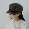 Women's Check Sailor's Cap Autumn Embroidered Color Block Hat