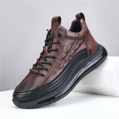 Zapatos de hombre primavera y verano nuevos zapatos casuales de hombre de talla grande con tacón de cuña correa elástica con cordones zapatos de un solo color