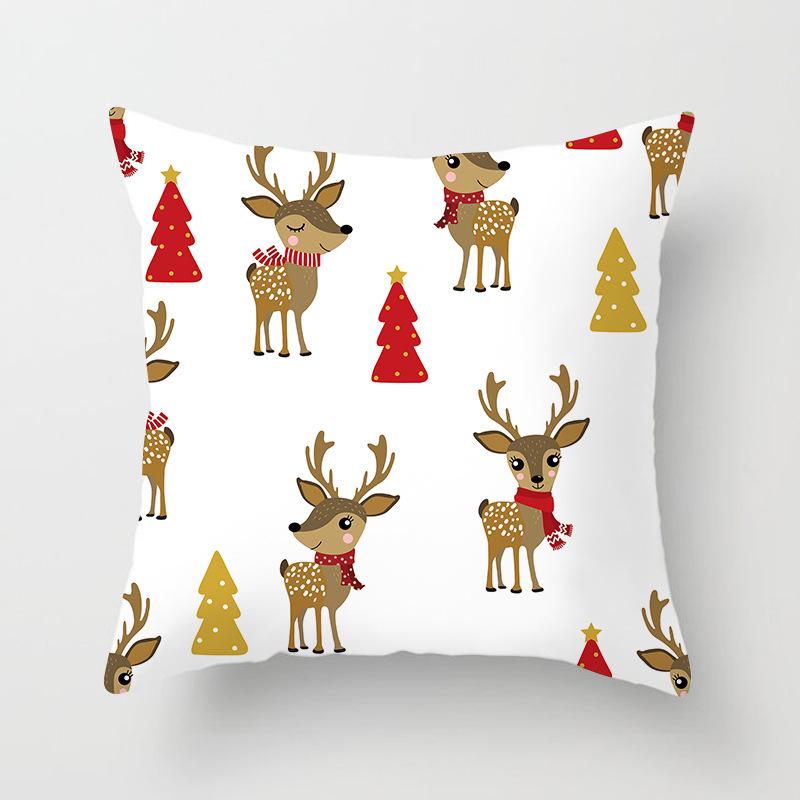 Red Christmas Tree Snowflake Elk Cushion Cover Christmas Pillowcase Home Holiday Decorations New Year Gift