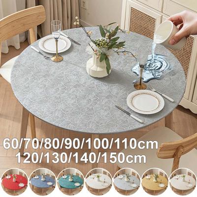 1pc Waterproof Round Tablecloth Wash-Free PVC Tablecloth for Hotel Restaurant Wedding Home Decor Kitchen Table Protection Cover