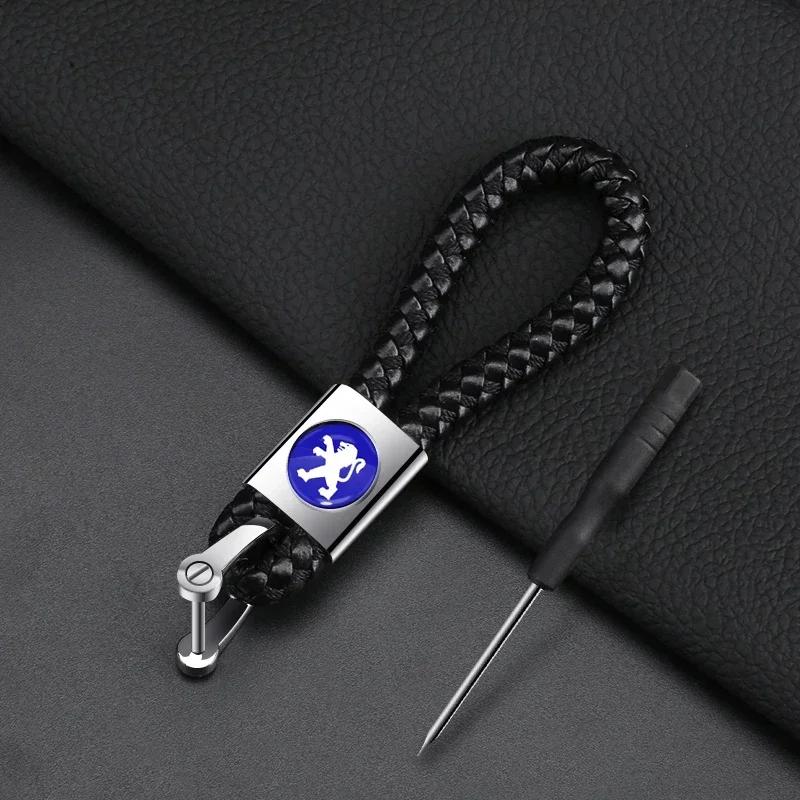 För Peugeot Metall+Flätat rep eller läder Nyckelring Nyckelkedja Nyckelringar för Peugeot 206 307 308 3008 207 208 407 508 2008 5008 10