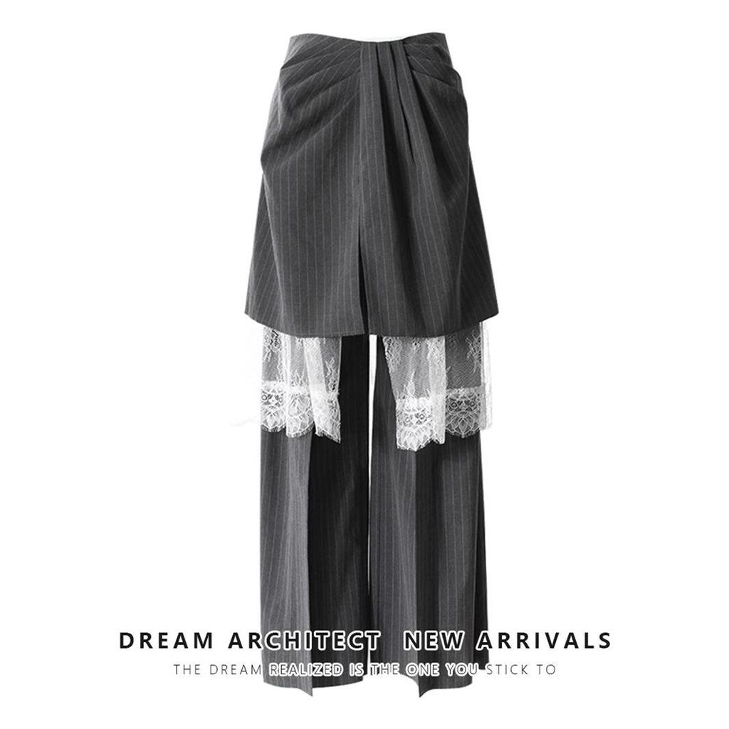 European & American Style 3-in-1 Detachable Lace-Trim Striped Pants - Autumn Collection