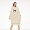 Lazy wind half-edge velvet nightgown women's autumn and winter Korea loose and thin long nightgown over knee cover soft pajamas