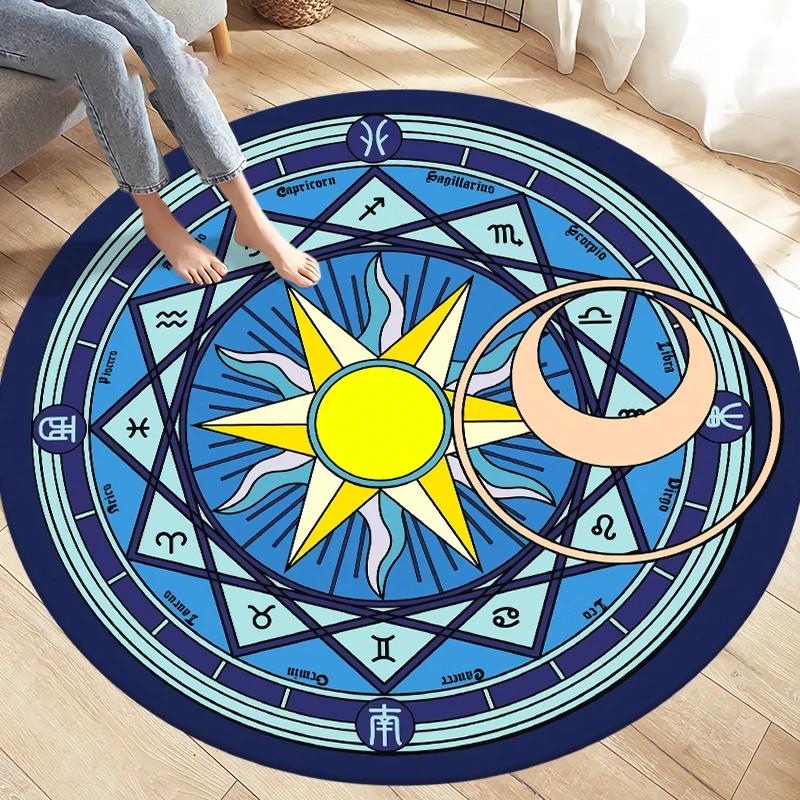 Fashion Magic Cartoon Puerto Round Rug Children's Room Magic Play Non-slip Washable Carpet for Children's Birthday Gift Carpet