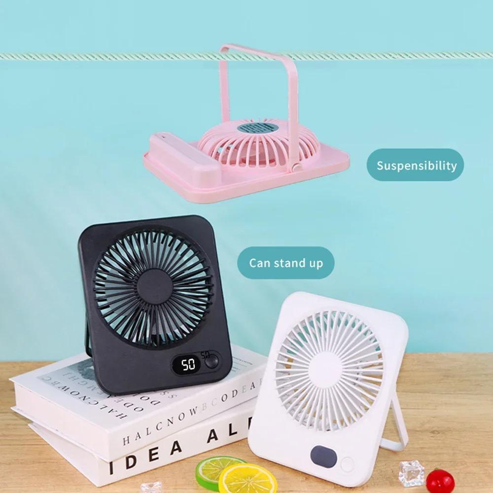 2026 New small fan handy charging long life ultra-thin desktop fan Large wind super quiet folding handheld table fan