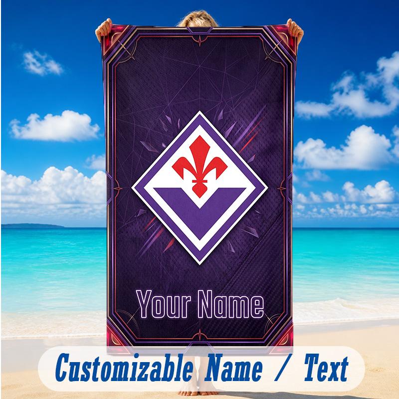 Beach Towel Custom Name Text, Quick Dry Large Towel For Beach HomeFiorentina FC