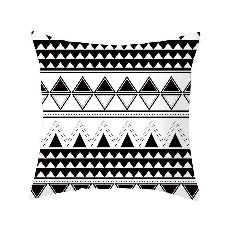 Black and White Geometric Portrait Pillowcase Home Sofa Office Cushion  Cover  Decor Car Decoration